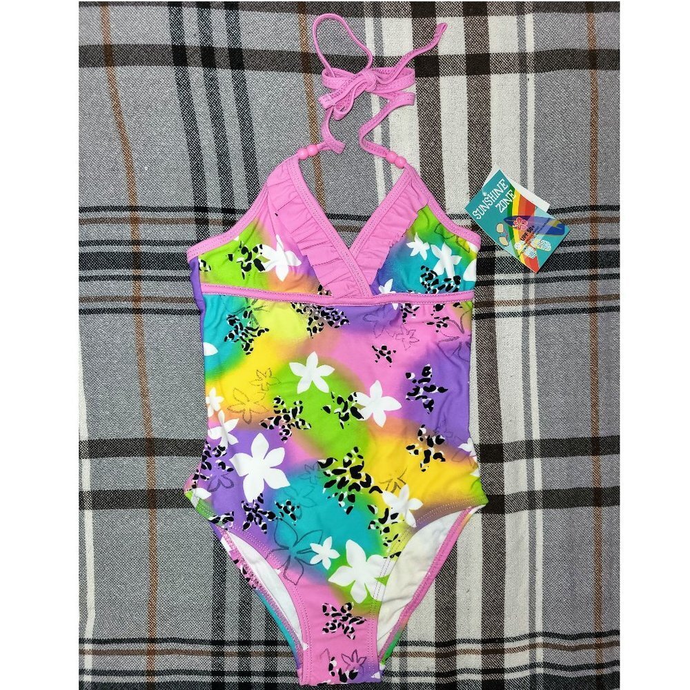 Girls Bathing Suit, One Piece Halter, Sunshine Zone